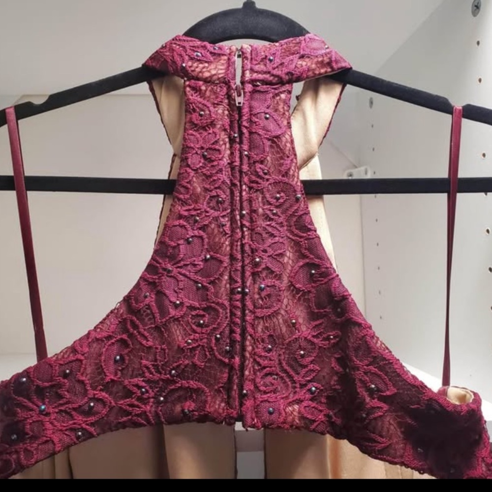 La Femme Red Sequin Halter Gown - Picture 6 of 9